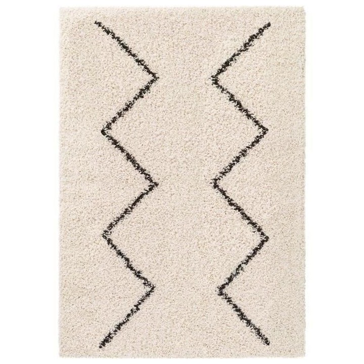 NAZAR WARDA Tapis de salon Shaggy - Style berbere - 150 x 220 cm - Cre
