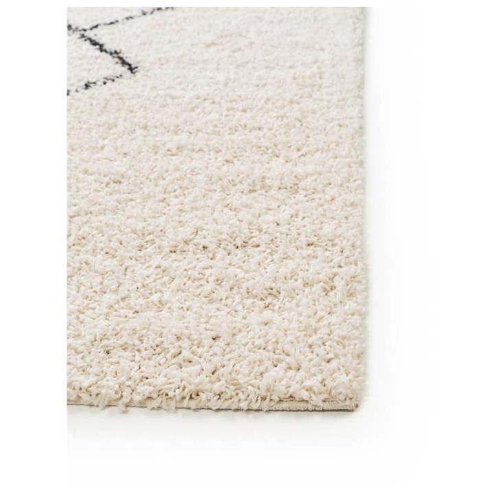 NAZAR WARDA Tapis de salon Shaggy - Style berbere - 150 x 220 cm - Cre