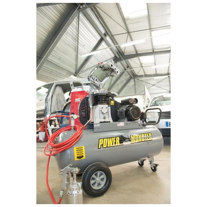 MECAFER Compresseur 150 L 3HP Bicylindre courroie 10 bars Semi Pro Pow