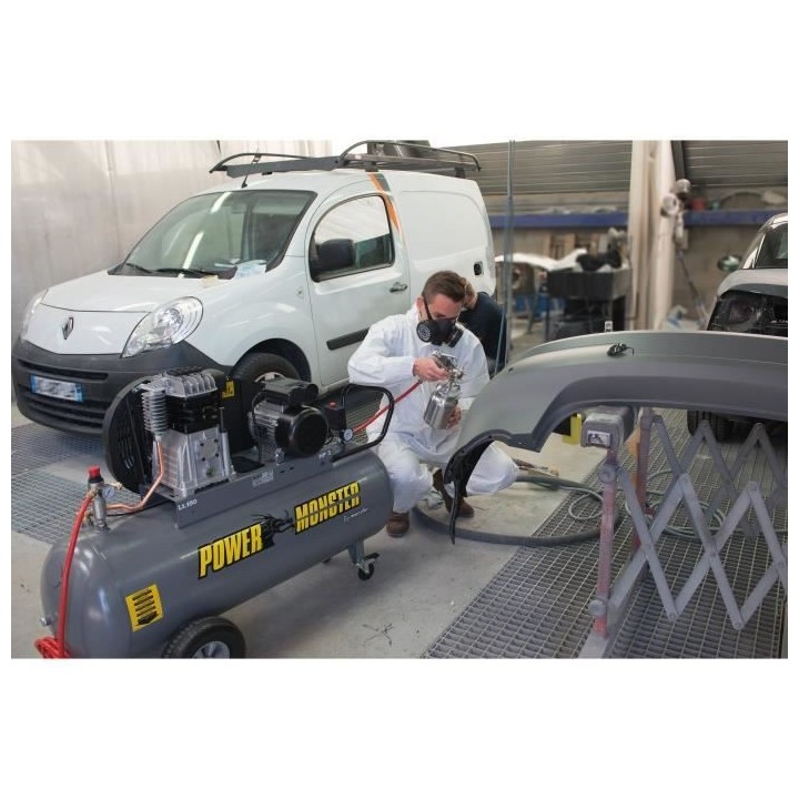 MECAFER Compresseur 150 L 3HP Bicylindre courroie 10 bars Semi Pro Pow