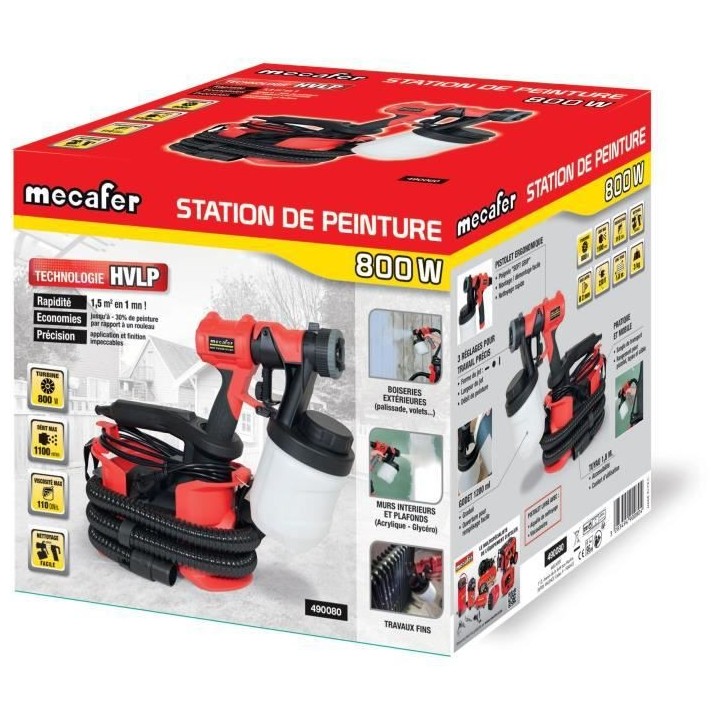 MECAFER Station de peinture éléctrique HVLP 800W 1100 ml / min