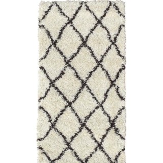 NAZAR ASMA Tapis de couloir Shaggy - Style berbere - 80 x 140 cm - Cre
