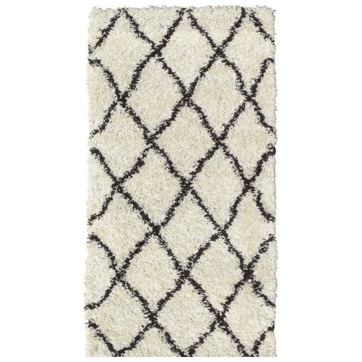NAZAR ASMA Tapis de couloir Shaggy - Style berbere - 80 x 140 cm - Cre