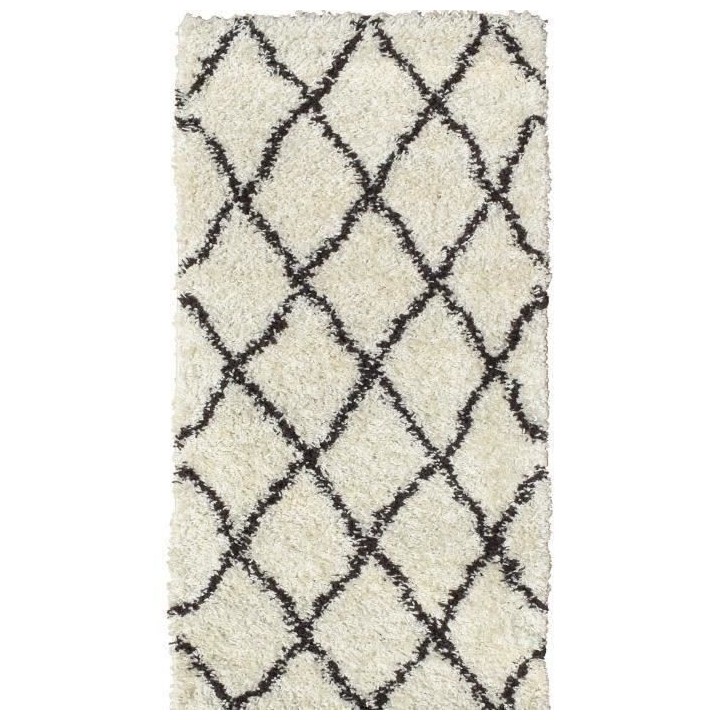 NAZAR ASMA Tapis de couloir Shaggy - Style berbere - 80 x 140 cm - Cre