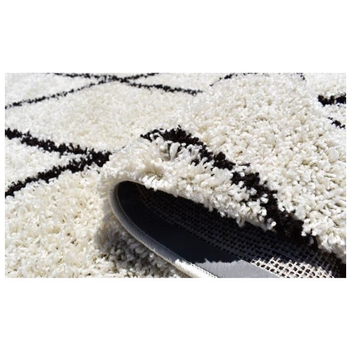 NAZAR ASMA Tapis de couloir Shaggy - Style berbere - 80 x 140 cm - Cre