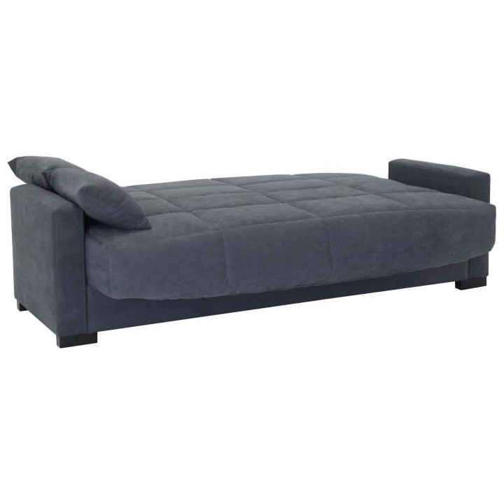 Canapé clic clac 3 places Megan - Tissu gris - Matelas 14 cm - 130 x