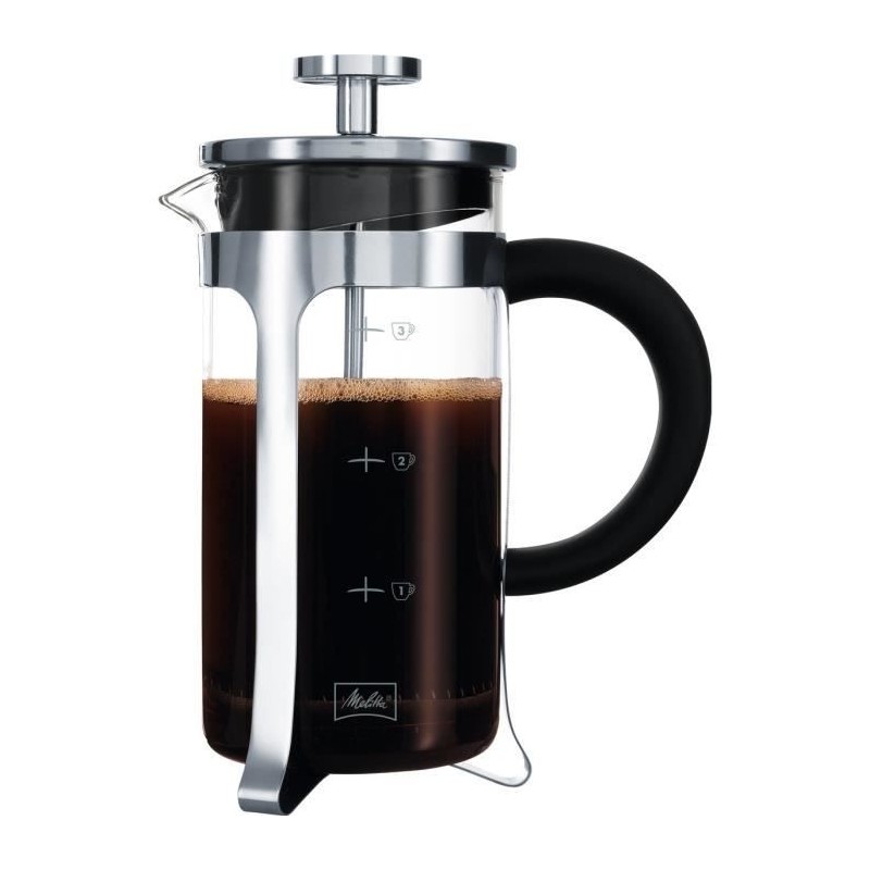 MELITTA Cafetiere a piston Micro-Ondable Premium en verre et inox 3 tasses