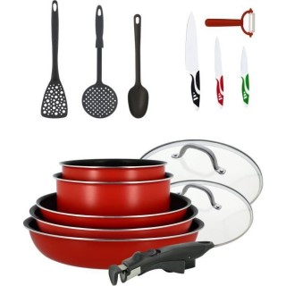 Batterie de cuisine MENASTYL 15 pieces - 3 casseroles Ø16/18/20 - 3 p
