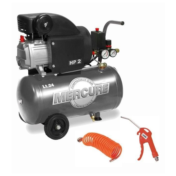 Compresseur d'air horizontal Mercure 425063 - 24L - 1500 W - 8 barss -