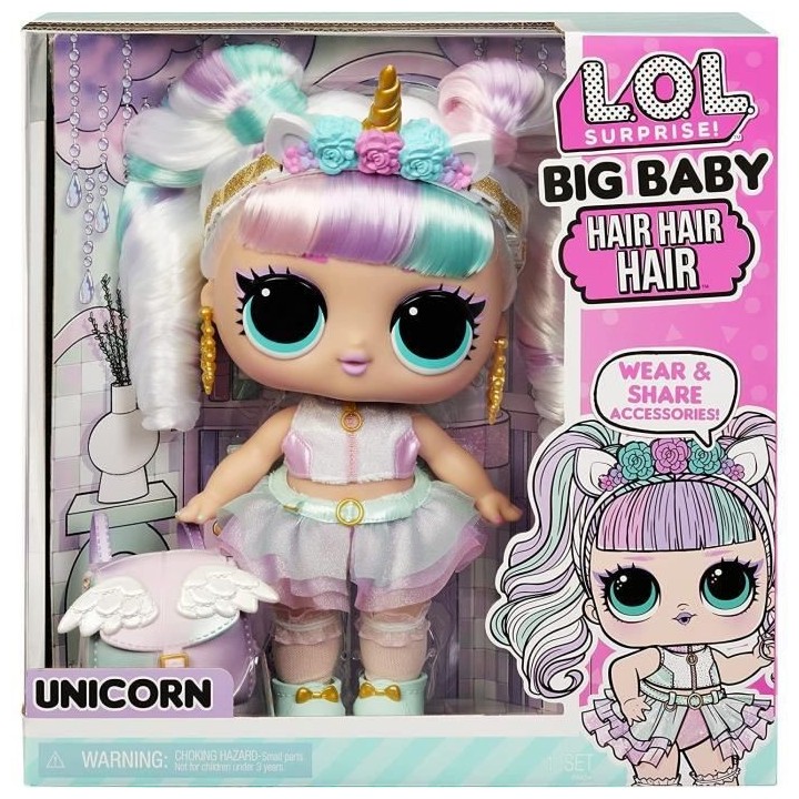 L.O.L. Surprise - Big Baby Hair Hair Hair - Poupée 30cm - Licorne