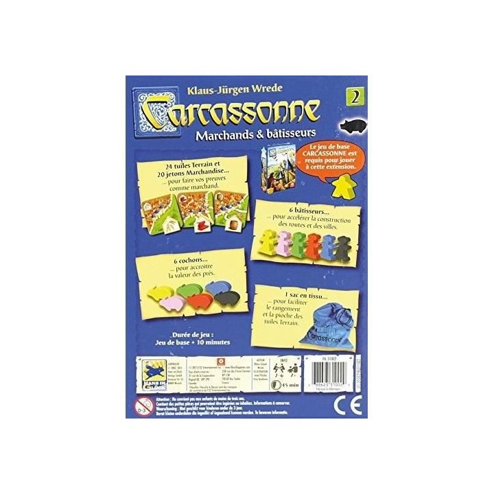 Z-Man Games | Carcassonne - Extension 2 Marchands & Bâtisseurs | Jeu