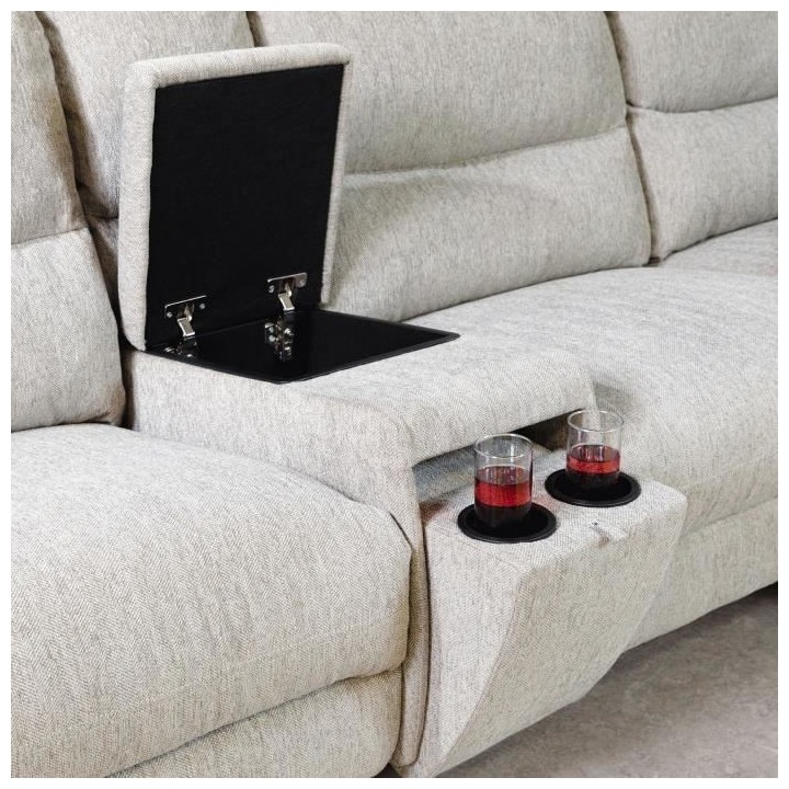 Canapé d'angle droit 3 places MIAMI - Tissu beige - 2 places relax -