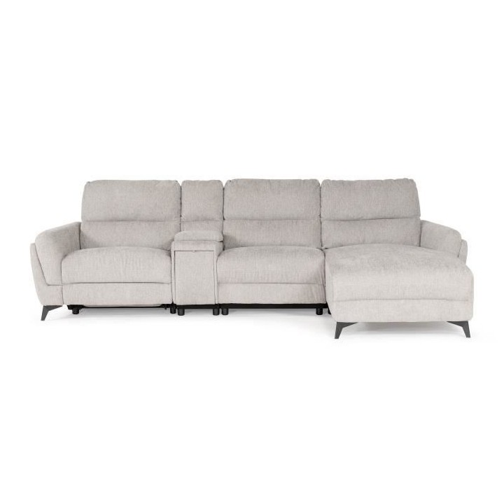 Canapé d'angle gauche 3 places MIAMI - Tissu beige - 2 places relax -