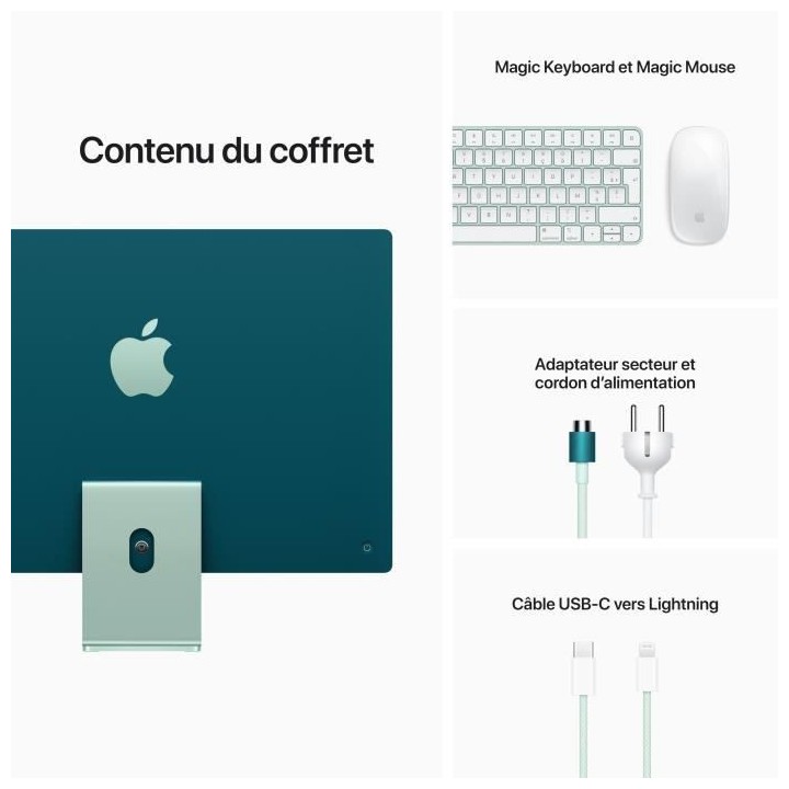 Apple - 24 iMac Retina 4,5K (2021) - Puce Apple M1 - RAM 8Go - Stockag