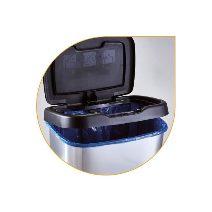 MHOME Poubelle a pédale JIVE - 40 L - Effet carbone - Gris foncé