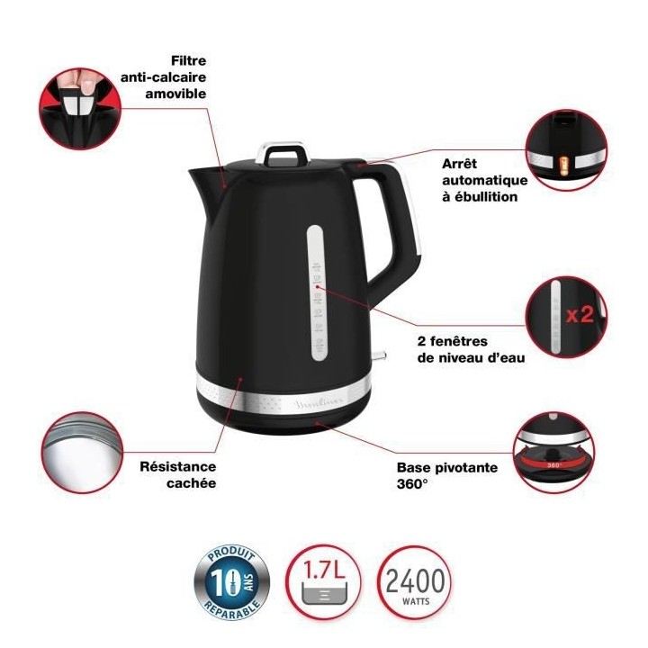 MOULINEX BY320B10 Soleil Bouilloire électrique sans fil, Capacité 1,