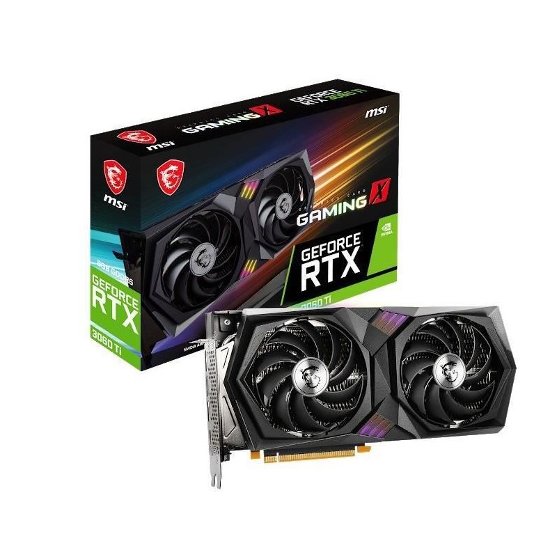 Carte Graphique - MSI - GeForce RTX 3060 Ti GAMING X 8G LHR - 8 Go - GDDR6 - PCIe 4.0 - HDMI / 3 X DisplayPort (912-V397-230)