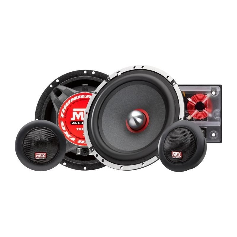 MTX TX665S Haut-parleurs voiture Kit 16,5cm 2 voies 90W RMS 4O Châssis alu Tweeters néodyme dôme soie Membrane pulpe célulos