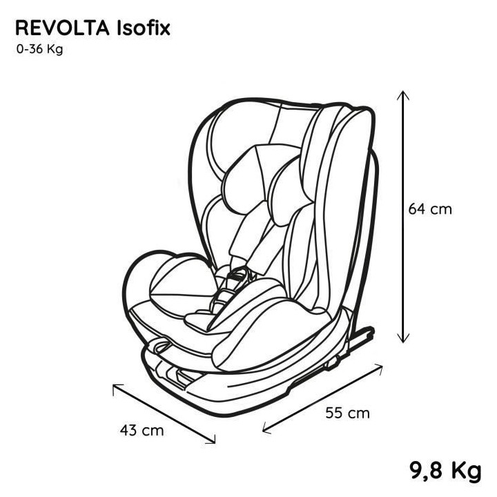 Siege auto Isofix Migo NANIA - Pivotant 360° - Dos et face route - Gr