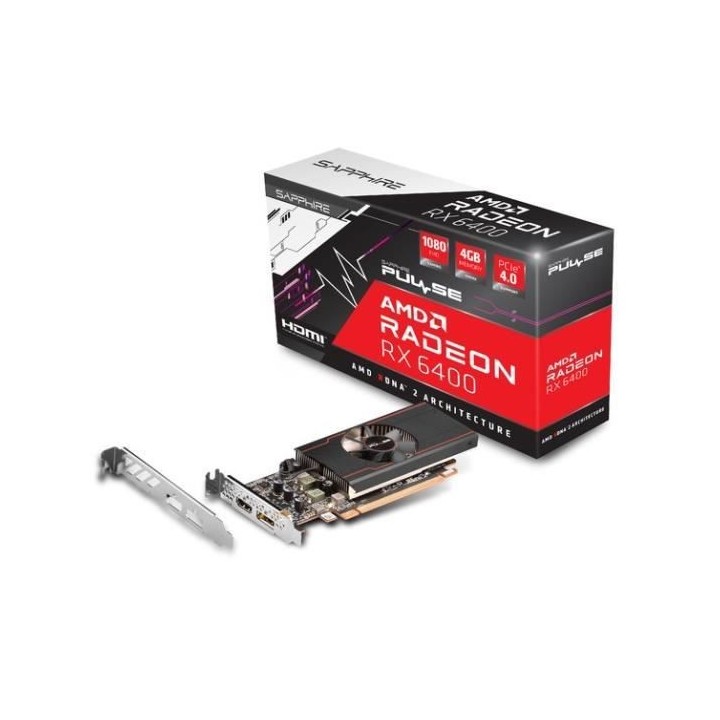 Carte Graphique - SAPPHIRE - Radeon RX 6400 PULSE GAMING - 4 Go - GDDR