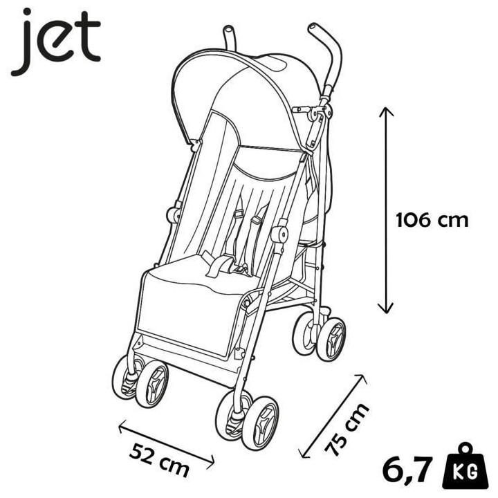 Poussette Canne NANIA Luxe JET (6-36 mois) - inclinable, légere et co