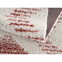 NAZAR Tapis de salon Shaggy longues meches style Berbere OIA- 120 x 160 cm - Blanc et terracotta