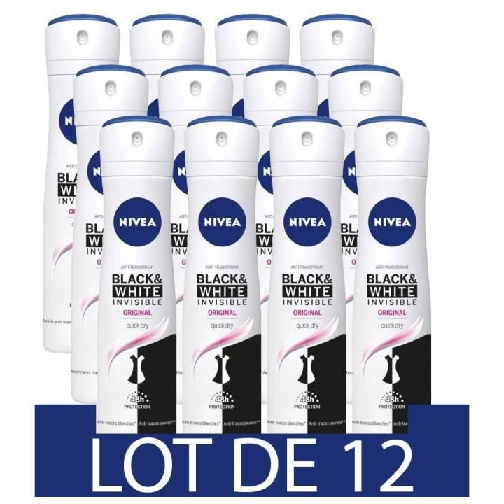 NIVEA Déodorant Atomiseur Féminin Black & White Original - 200ml - L