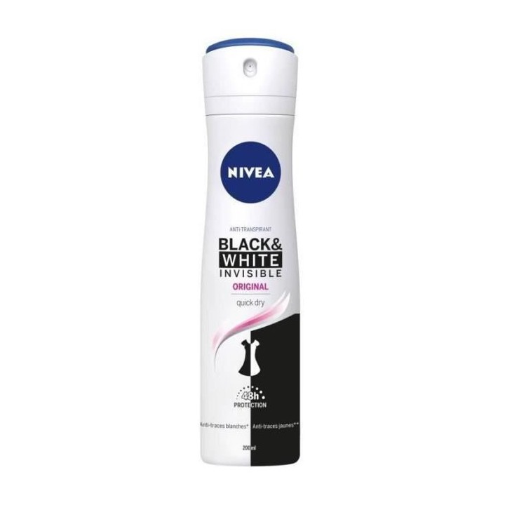 NIVEA Déodorant Atomiseur Féminin Black & White Original - 200ml - L