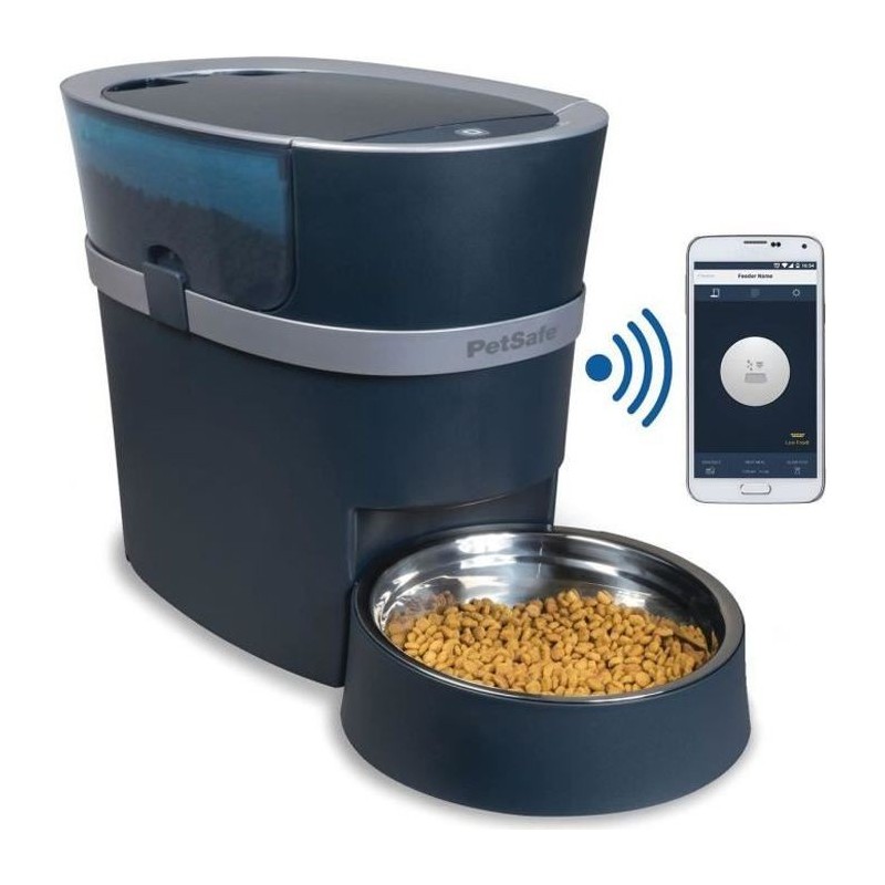 PetSafe - Distributeur de Croquettes Automatique Connecté Smart Feed pour Chien/Chat, avec minuterie, bol en acier inoxydable,