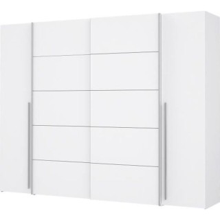 Armoire - Blanc mat - 2 portes battantes + 2 portes coulissantes - L 2