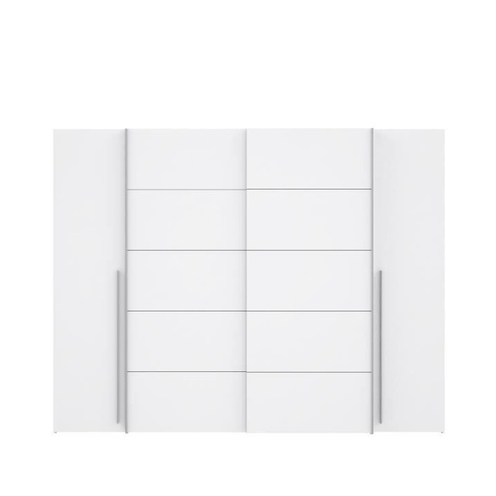 Armoire - Blanc mat - 2 portes battantes + 2 portes coulissantes - L 2