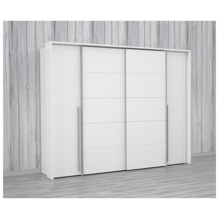 Armoire - Blanc mat - 2 portes battantes + 2 portes coulissantes - L 2
