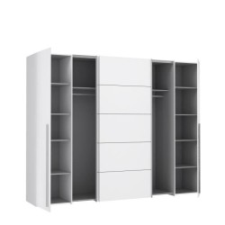 Armoire - Blanc mat - 2 portes battantes + 2 portes coulissantes - L 270,3 x P 61,2 x H 210 cm - NARAGO