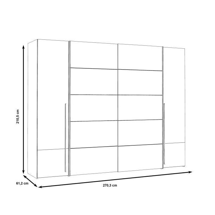 Armoire - Décor chene artisan et béton gris - 2 portes battantes + 2