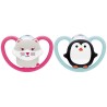 Nuk Sucette Physiologique Silicone +18m Chat Pingouin Lot de 2