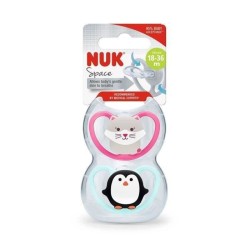 Nuk Sucette Physiologique Silicone +18m Chat Pingouin Lot de 2