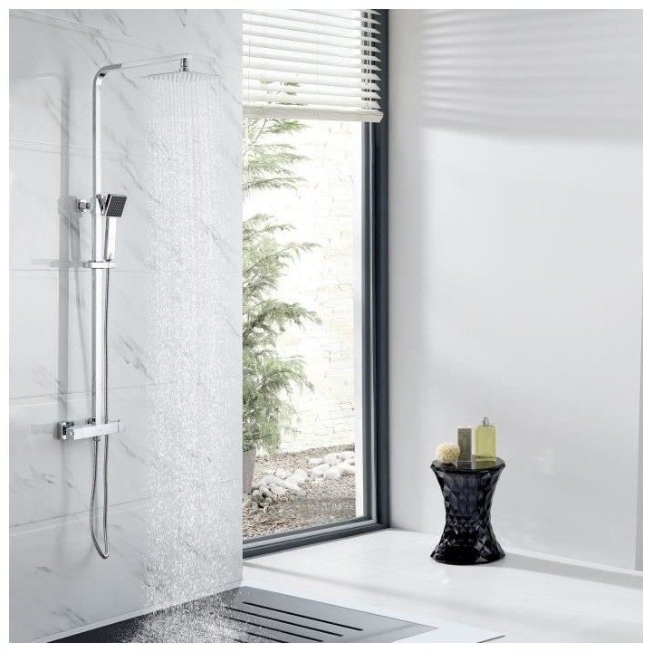 Colonne de douche OCEANIC - Mitigeur thermostatique - Pomme haute carr