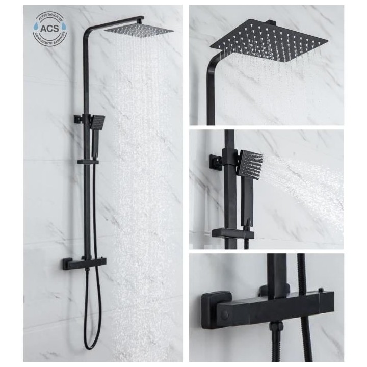 Colonne de douche OCEANIC - Mitigeur thermostatique - Pomme haute rect