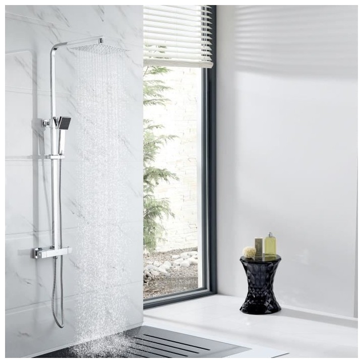Colonne de douche OCEANIC - Mitigeur thermostatique - Pomme haute rect