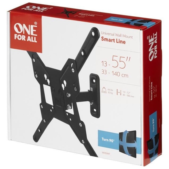 ONE FOR ALL WM2441 Support mural inclinable et orientable a 90° pour