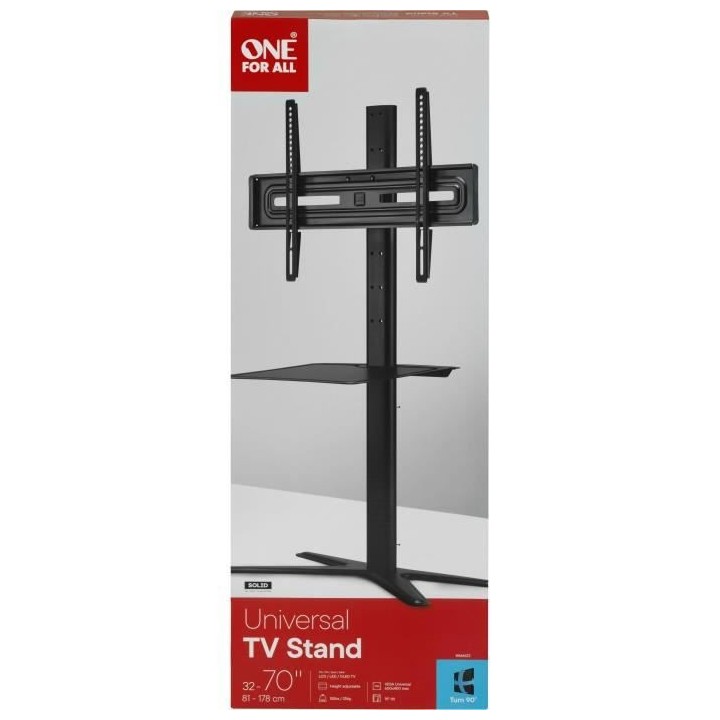 ONE FOR ALL - Pied TV 32-70 avec étagere Gamme Solid - Inclinable 15