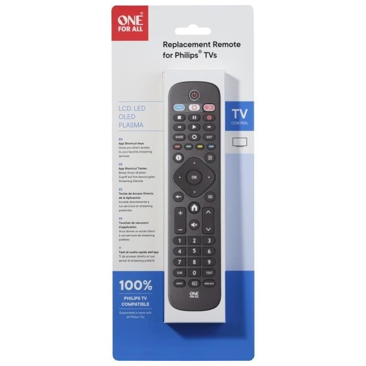 ONE FOR ALL URC4913 - Télécommande de remplacement pour TV Philips