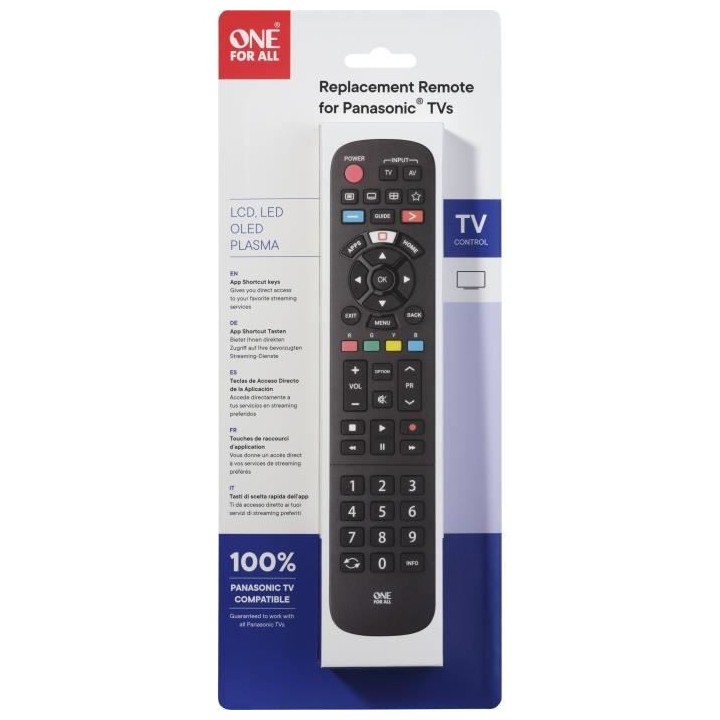 ONE FOR ALL URC4914 - Télécommande de remplacement pour TV Panasonic