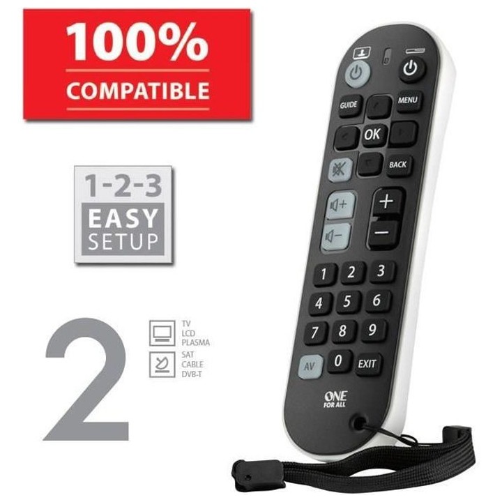 ONE FOR ALL URC6820 Télécommande universelle Zapper 2 en 1