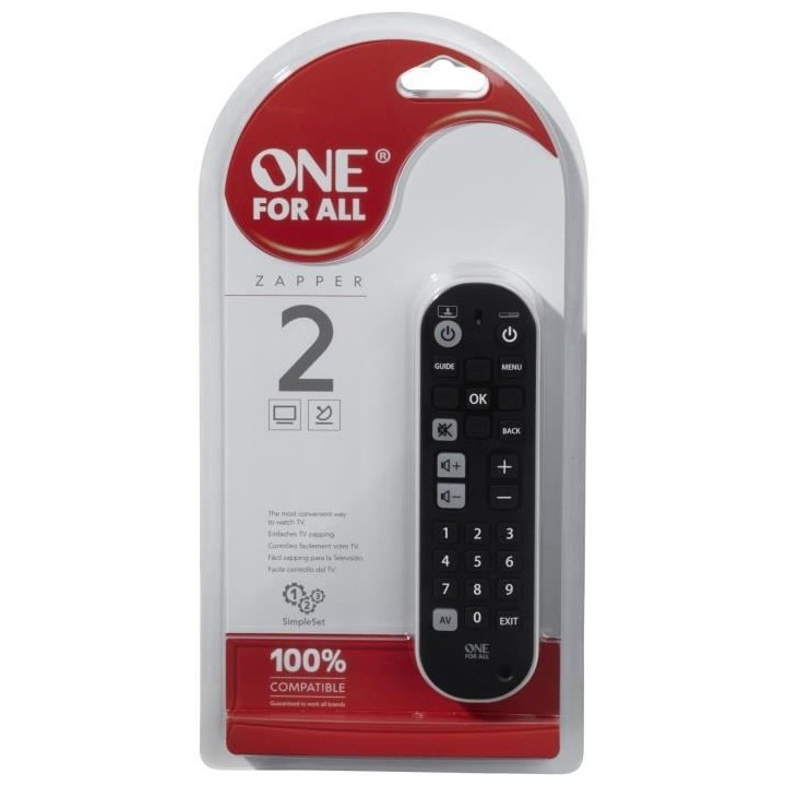 ONE FOR ALL URC6820 Télécommande universelle Zapper 2 en 1