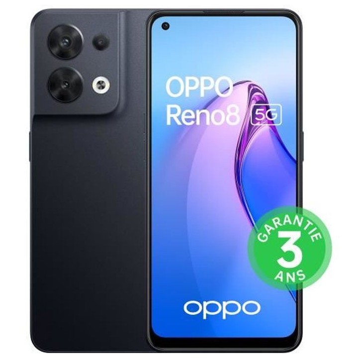 OPPO Reno8 256Go 5G Noir Chatoyant