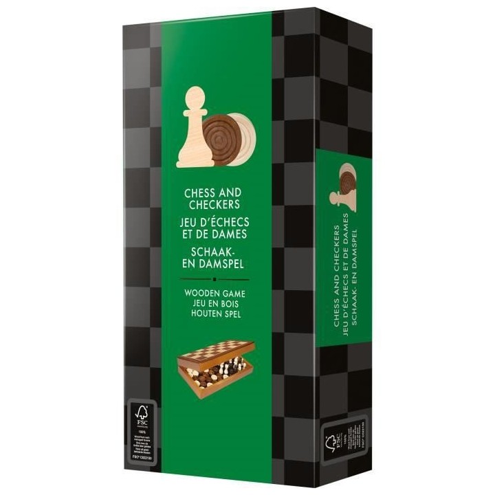 Mixlore | Jeu d'échecs et de dames pliable | Jeu de société en bois