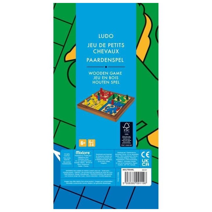 Mixlore | Ludo : Jeu de petits chevaux pliable | Jeu de société en b