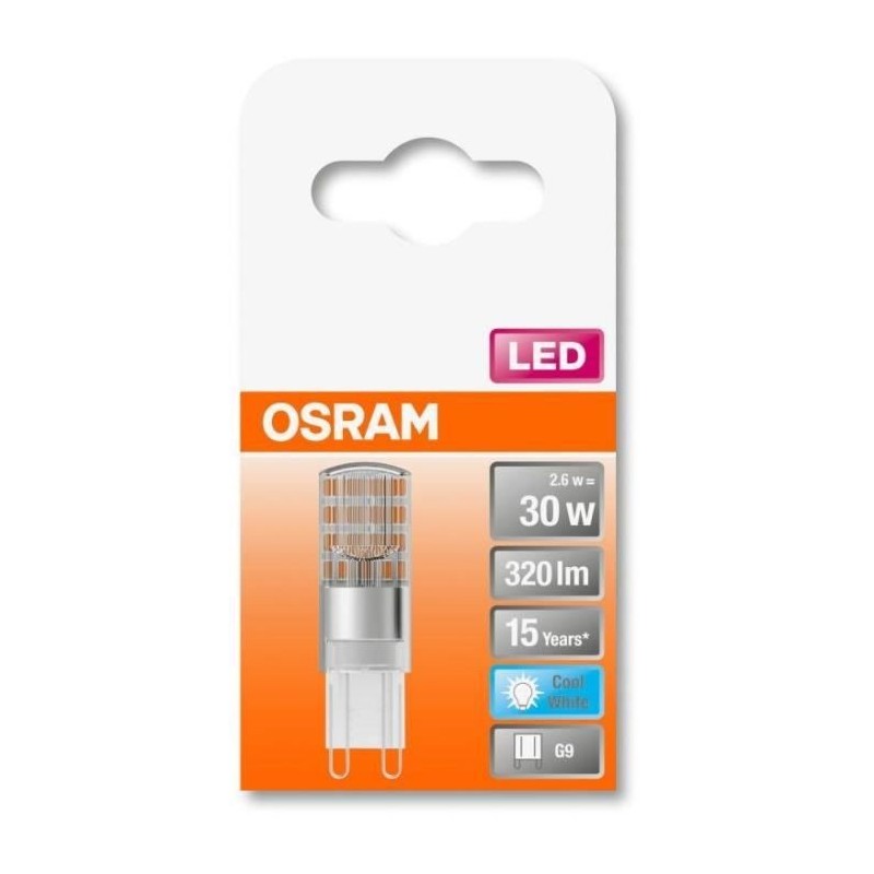 OSRAM Ampoule LED Capsule claire 2,6W 30 G9 froid