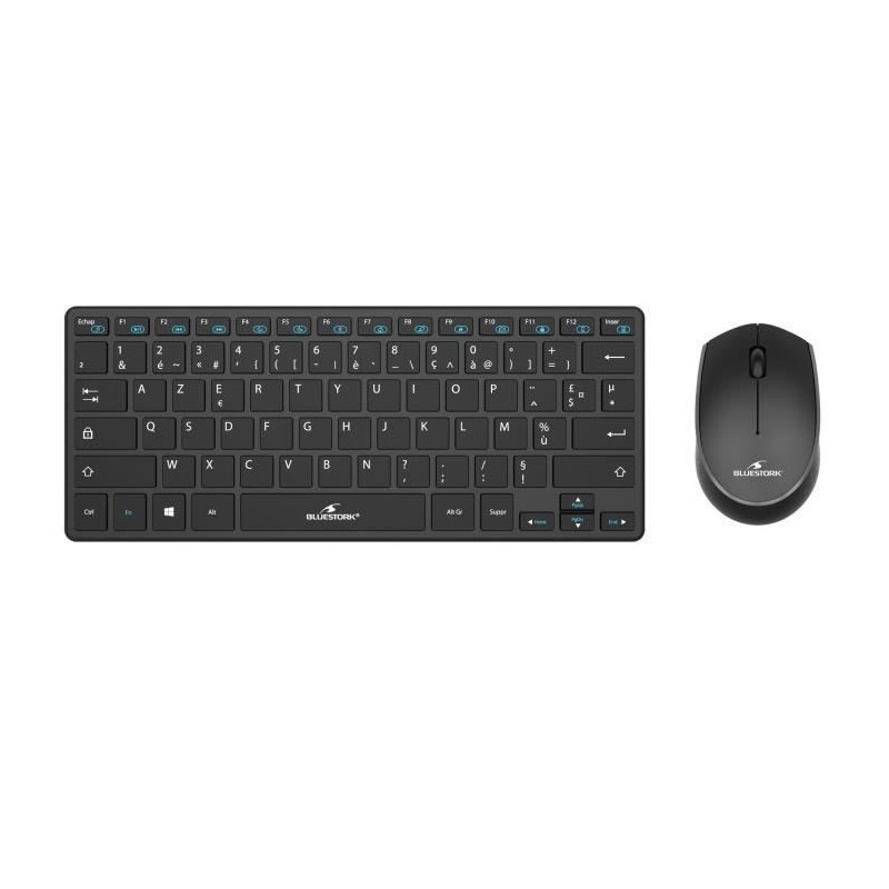 Pack Clavier et souris sans fil - BLUESTORK - PACK-MINI/FR - Ultra compact - Noir